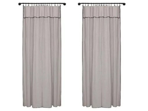 Set Van 2 Gordijnen Van Katoen En Linnen - 140 X 280 Cm - Taupegrijs - Borina