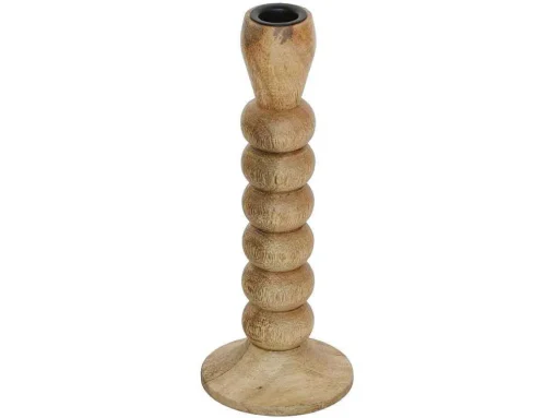 Set Van 2 Kandelaars Van Mangohout - H23 Cm - Naturel - Fainin