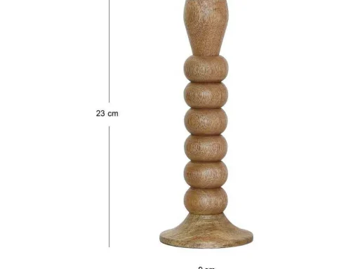 Set Van 2 Kandelaars Van Mangohout - H23 Cm - Naturel - Fainin