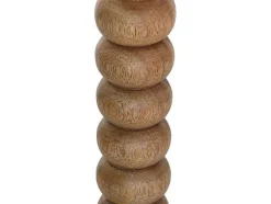 Set Van 2 Kandelaars Van Mangohout - H23 Cm - Naturel - Fainin