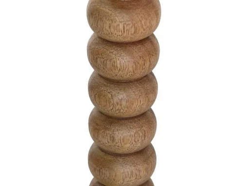 Set Van 2 Kandelaars Van Mangohout - H23 Cm - Naturel - Fainin