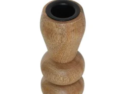 Set Van 2 Kandelaars Van Mangohout - H23 Cm - Naturel - Fainin