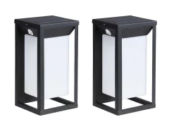Set Van 2 Led-Buitenwandlampen Op Zonne-Energie - L. 15 X H. 30 Cm - Metaal - Zwart - Fozzano