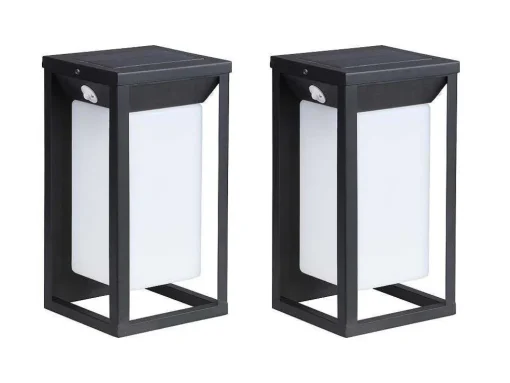 Set Van 2 Led-Buitenwandlampen Op Zonne-Energie - L. 15 X H. 30 Cm - Metaal - Zwart - Fozzano