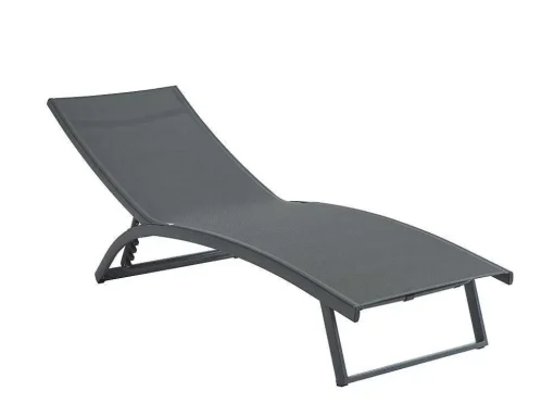 Set Van 2 Ligstoelen Met Verschillende Standen Van Aluminium En Textileen - Antraciet - Saranda Van Mylia