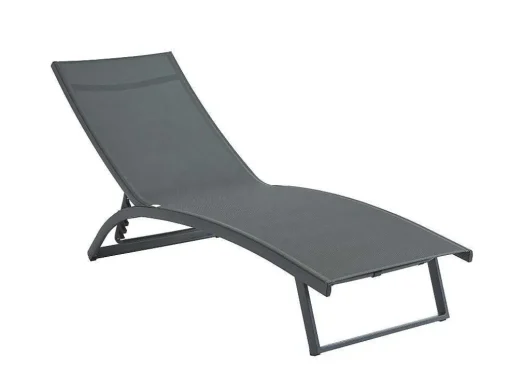 Set Van 2 Ligstoelen Met Verschillende Standen Van Aluminium En Textileen - Antraciet - Saranda Van Mylia