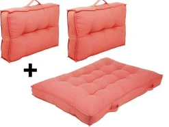 Set Van 1 Matras + 2 Katoenen Paletkussens - Koraal - Baila