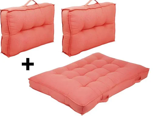 Set Van 1 Matras + 2 Katoenen Paletkussens - Koraal - Baila