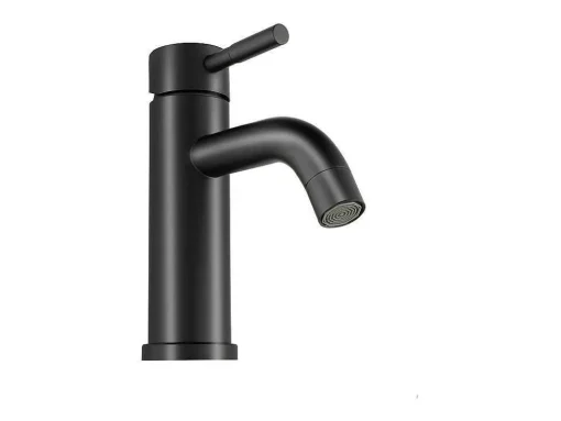 Set Van 2 Mechanische Mengkranen Met Ronde Vorm Van Geborsteld Roestvrij Staal - Mat Zwart - H17 Cm - Salavan