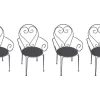Set Van 4 Metalen Tuinstoelen Met Smeedijzereffectt Met Armleuningen - Antraciet - Guermantes