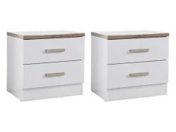 Set Van 2 Nachtkastjes Met 2 Lades - Wit En Naturel - Skaido