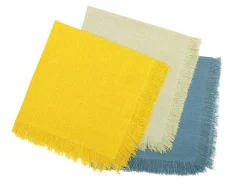 Set Van 4 Servetten Met Franje - Katoen - 45 X 45 Cm - Marineblauw - Pola
