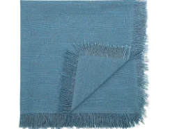 Set Van 4 Servetten Met Franje - Katoen - 45 X 45 Cm - Marineblauw - Pola