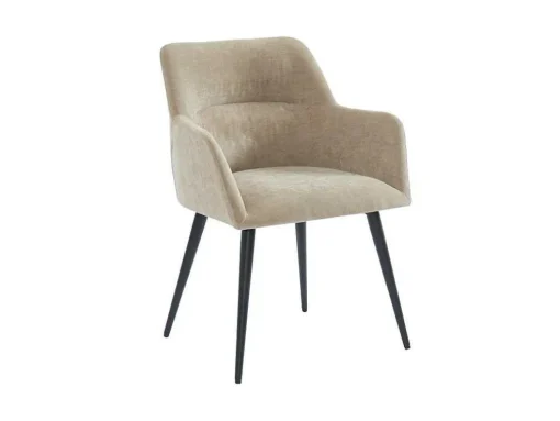 Set Van 2 Stoelen Heka - Met Armleuningen - Stof En Metaal - Beige