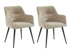 Set Van 2 Stoelen Heka - Met Armleuningen - Stof En Metaal - Beige
