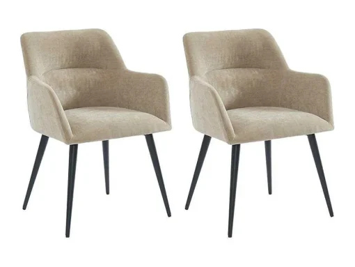 Set Van 2 Stoelen Heka - Met Armleuningen - Stof En Metaal - Beige