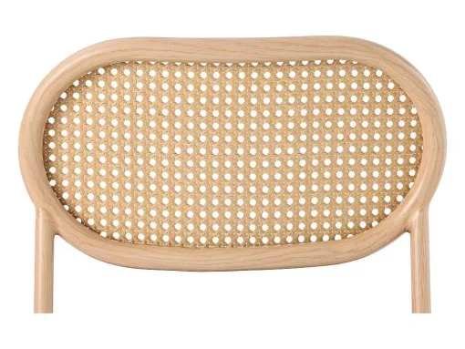 Set Van 4 Stoelen Van Kunstleer En Rotan - Metalen Poten - Bruin