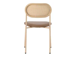 Set Van 4 Stoelen Van Kunstleer En Rotan - Metalen Poten - Bruin