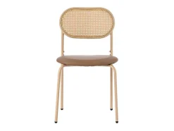 Set Van 4 Stoelen Van Kunstleer En Rotan - Metalen Poten - Bruin