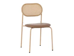 Set Van 4 Stoelen Van Kunstleer En Rotan - Metalen Poten - Bruin