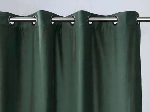 Set Van 2 Verduisterende Gordijnen Van Velours - L135 X H250 Cm - Groen Met Zilverkleurige Ogen - Darrel