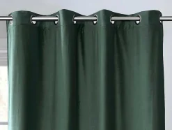 Set Van 2 Verduisterende Gordijnen Van Velours - L135 X H250 Cm - Groen Met Zilverkleurige Ogen - Darrel