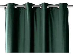 Set Van 2 Verduisterende Gordijnen Van Velours - L135 X H250 Cm - Groen Met Zilverkleurige Ogen - Darrel