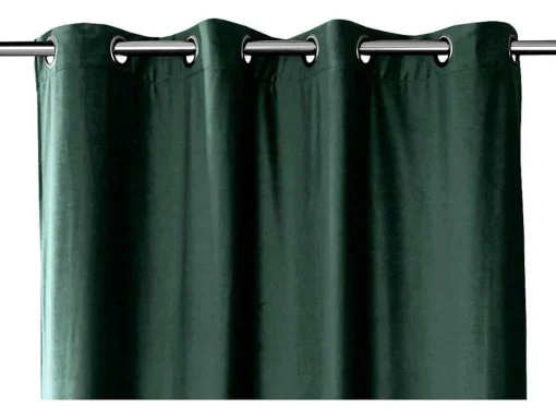 Set Van 2 Verduisterende Gordijnen Van Velours - L135 X H250 Cm - Groen Met Zilverkleurige Ogen - Darrel