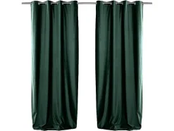 Set Van 2 Verduisterende Gordijnen Van Velours - L135 X H250 Cm - Groen Met Zilverkleurige Ogen - Darrel