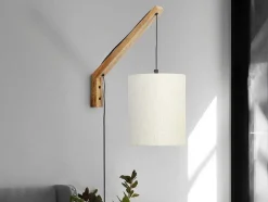 Set Van 2 Wandlampen Met Scandinavische Stijl - D35 X H48 Cm - Hout En Stof - Naturel En Beige - Paliana