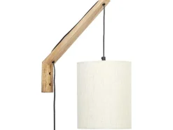 Set Van 2 Wandlampen Met Scandinavische Stijl - D35 X H48 Cm - Hout En Stof - Naturel En Beige - Paliana