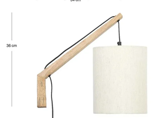 Set Van 2 Wandlampen Met Scandinavische Stijl - D35 X H48 Cm - Hout En Stof - Naturel En Beige - Paliana
