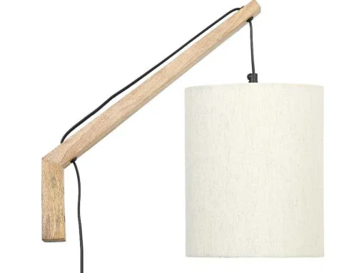 Set Van 2 Wandlampen Met Scandinavische Stijl - D35 X H48 Cm - Hout En Stof - Naturel En Beige - Paliana