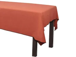 Set Van Tafellaken + 4 Servetten Van Linnen En Katoen - Zwarte Rand - Terracotta - 170 X 300 Cm - Borina