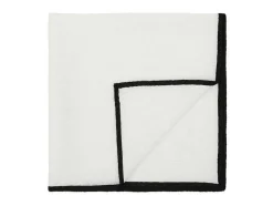 Set Van Tafellaken + 4 Servetten Van Linnen En Katoen - Zwarte Rand - Wit- 170 X 250 Cm - Borina