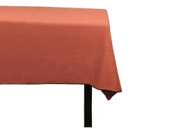 Set Van Tafellaken + 4 Servetten Van Linnen En Katoen - Zwarte Rand - Terracotta - 170 X 300 Cm - Borina
