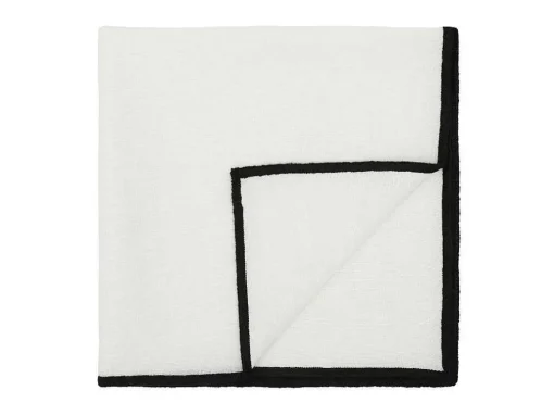 Set Van Tafellaken + 4 Servetten Van Linnen En Katoen - Zwarte Rand - Wit - 170 X 300 Cm - Borina