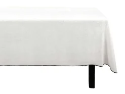 Set Van Tafellaken + 4 Servetten Van Linnen En Katoen - Zwarte Rand - Wit - 170 X 300 Cm - Borina