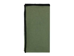 Set Van Tafellaken + 4 Servetten Van Linnen En Katoen - Zwarte Rand - Kaki - 170 X 300 Cm - Borina