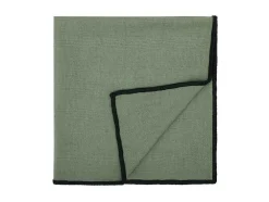 Set Van Tafellaken + 4 Servetten Van Linnen En Katoen - Zwarte Rand - Kaki - 170 X 300 Cm - Borina