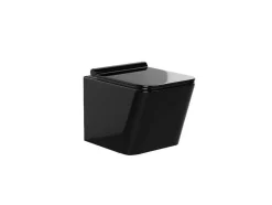 Set Voor Hang-Wc Van Glanzend Zwart Keramiek Met Decoratief Voorwandsysteem - Clemona