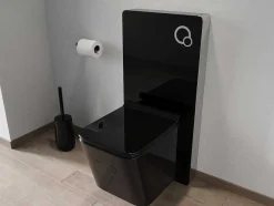 Set Voor Hang-Wc Van Glanzend Zwart Keramiek Met Decoratief Voorwandsysteem - Clemona