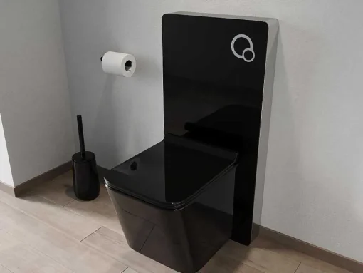 Set Voor Hang-Wc Van Glanzend Zwart Keramiek Met Decoratief Voorwandsysteem - Clemona
