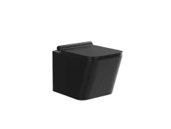 Set Voor Hang-Wc Van Mat Zwart Keramiek Met Optie Voorwandsysteem En Ronde Bedieningsplaat - Clemona