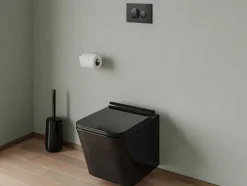 Set Voor Hang-Wc Van Mat Zwart Keramiek Met Optie Voorwandsysteem En Ronde Bedieningsplaat - Clemona