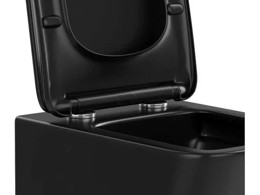 Set Voor Hang-Wc Van Mat Zwart Keramiek Met Optie Voorwandsysteem En Ronde Bedieningsplaat - Clemona