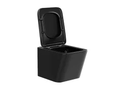 Set Voor Hang-Wc Van Mat Zwart Keramiek Met Optie Voorwandsysteem En Ronde Bedieningsplaat - Clemona