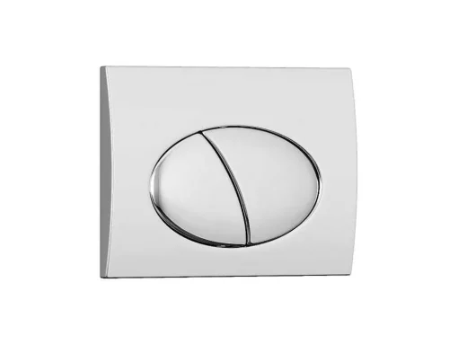 Set Voor Witte Hang-Wc Met Voorwandsysteem En Chroomkleurige Ovalen Bedieningsplaat - Clemona