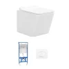 Set Voor Witte Hang-Wc Met Voorwandsysteem En Chroomkleurige Ovalen Bedieningsplaat - Clemona