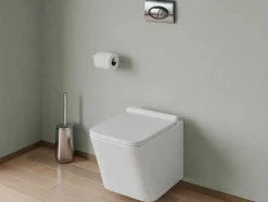 Set Voor Witte Hang-Wc Met Voorwandsysteem En Chroomkleurige Ovalen Bedieningsplaat - Clemona